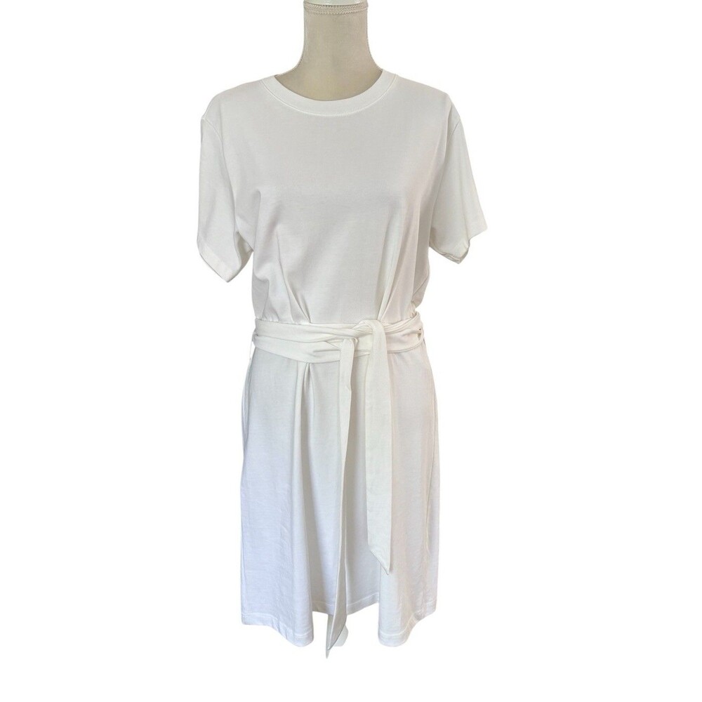 Vince White Short Sleeve Tie-Waist Mini Dress